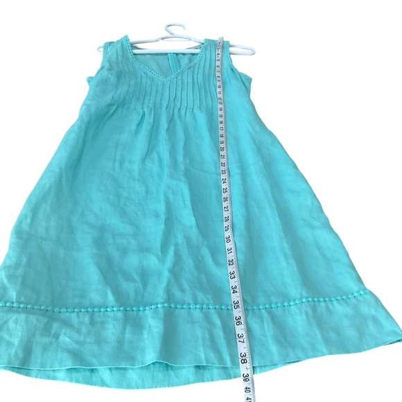 Boden Linen Sleeveless Summer Dress Aqua Blue Size 4L - Picture 8 of 10